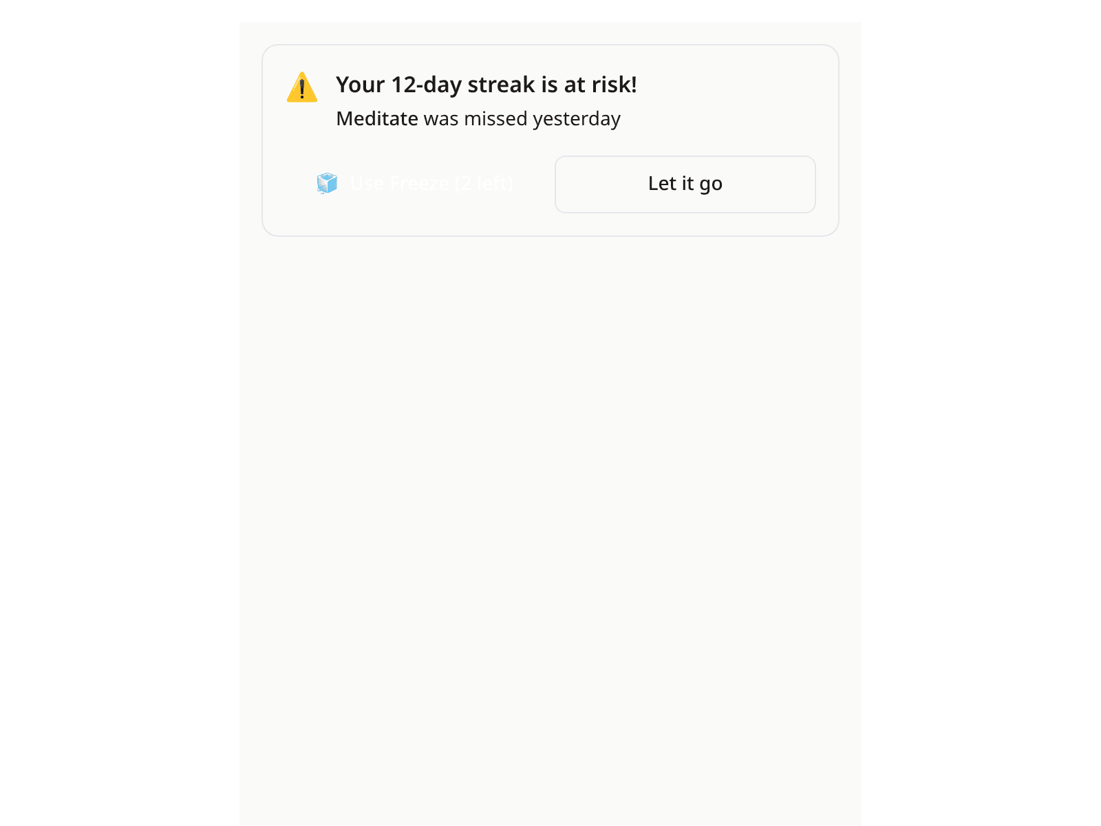 Hinweis wenn ein Streak gefährdet ist